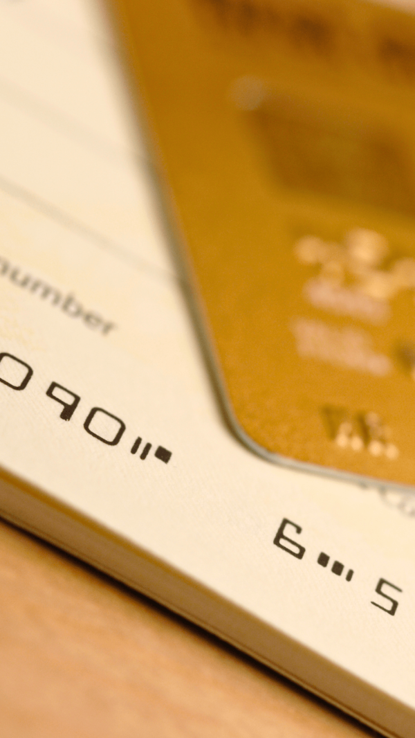 Bank cheque and card